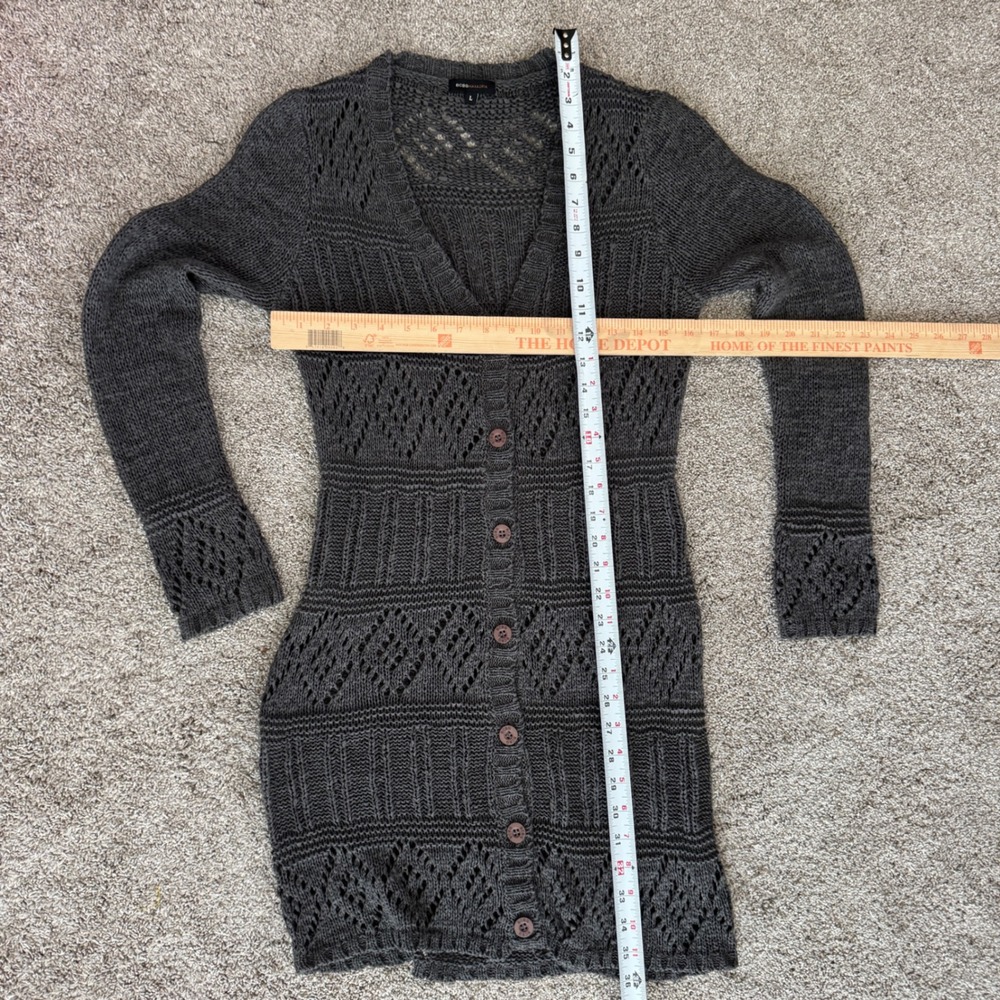 Open Knit Pointelle Longline Cardigan Sweater Large Festival Boho Whimsigoth - Picture 6 of 10
